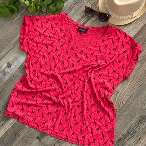 Addition Elle Giraffe Print V-Neck Shirt